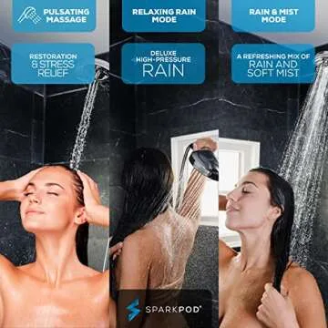 SparkPod Hand Held Shower Head - 10 Mode with 6ft Hose
