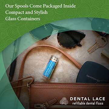 Natural Silk Dental Floss with Mint Flavor - Refillable Holder