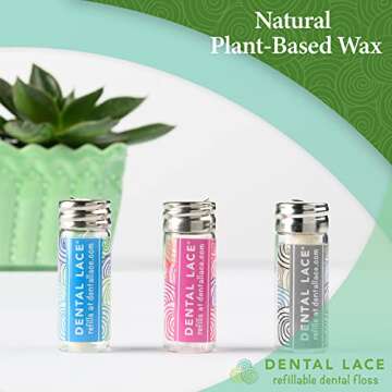 Natural Silk Dental Floss with Mint Flavor - Refillable Holder