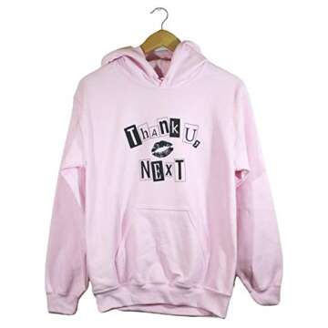 Era of Artists, LLC Thank U, Next Graphic Unisex Hoodie (Pink, X-Large)