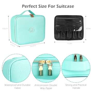 MOMIRA Travel Makeup Bag Cosmetic Bag Makeup Organizer Bag with Large Lighted Mirror 3 Color Scenarios Adjustable Brightness, Waterproof Makeup Travel Case, Large Makeup Train Case Toiletry Gift