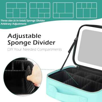 MOMIRA Travel Makeup Bag Cosmetic Bag Makeup Organizer Bag with Large Lighted Mirror 3 Color Scenarios Adjustable Brightness, Waterproof Makeup Travel Case, Large Makeup Train Case Toiletry Gift