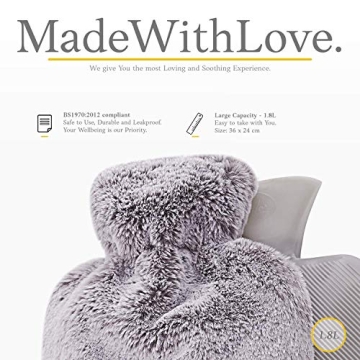 Qomfor Hot Water Bottle 1.8L with Soft Cover for Cozy Comfort