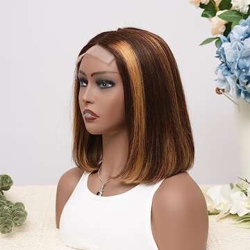 Highlight 4/27 Ombre Bob Human Hair Wigs - Fashionable Lace Front for Women