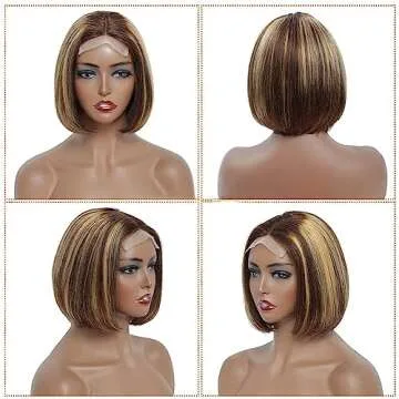 Highlight Ombre Bob Human Hair Wigs for Elegant Style