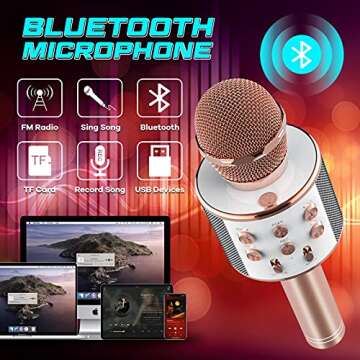 Wireless Karaoke Microphone Gift for Kids Age 5-12