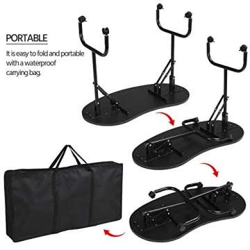 Yaheetech 37-inch Foldable Manicure Table Nail Desk Workstation w/Carrying Case/Wheels for Spa Beauty Salon and Adjustable Low Back Armless Swivel Office Chair Set Black