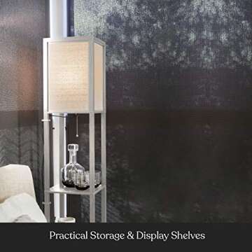 Brightech Maxwell Shelf Floor Lamp - Modern LED Design