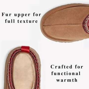 metricfalcon Women's Platform Mini Boots Slippers for Women Indoor Slippers Slip on Fur Fleece Lined Suede Short Ankle Boots, 9, Brown