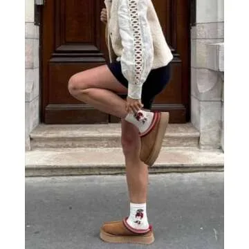 metricfalcon Women's Platform Mini Boots Slippers for Women Indoor Slippers Slip on Fur Fleece Lined Suede Short Ankle Boots, 9, Brown