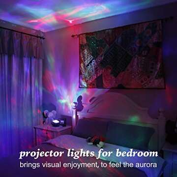 Aurora Northern Light Projection LED Night Light Lamp with 8 Lighting Mode & Speaker, Relaxing Light...
