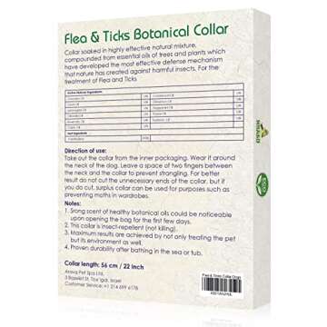 Arava Flea and Tick Collar for Dogs & Puppies - Natural Flea and Tick Prevention for Dogs - 22" Leng...