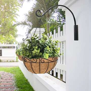 Qiang Ni Heavy-Duty Plant Hanger Outdoor: 16-Inch Hanging Plant Hooks for Outside Baskets - 2 Pieces Wall Mount Plant Bracket for Bird Feeder