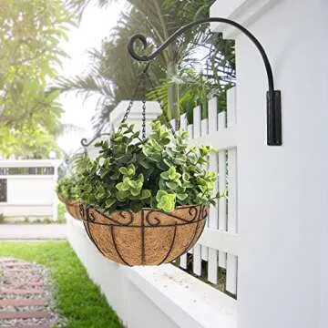 Qiang Ni Heavy-Duty Plant Hanger Outdoor: 16-Inch Hanging Plant Hooks for Outside Baskets - 2 Pieces Wall Mount Plant Bracket for Bird Feeder