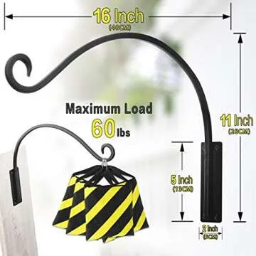 Qiang Ni Heavy-Duty Plant Hanger Outdoor: 16-Inch Hanging Plant Hooks for Outside Baskets - 2 Pieces Wall Mount Plant Bracket for Bird Feeder