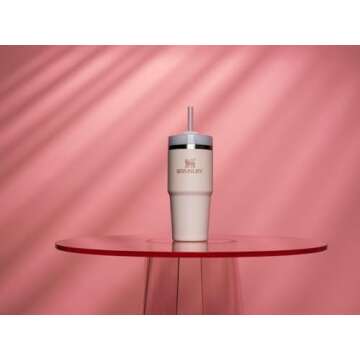 Stanley Quencher H2.0 Tumbler with Straw 14 oz | Flowstate 3-Position Lid | Cup Holder Compatible for Travel | Insulated Stainless Steel Cup | BPA-Free | Rose Quartz 2.0