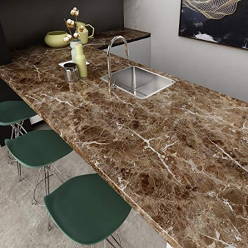 Waterproof Peel Stick Brown Marble Contact Paper Countertop Cover