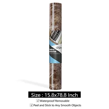 Waterproof Peel Stick Brown Marble Contact Paper Countertop Cover