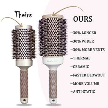 Mr Big Hair Brush, Extra Long and Wide Round Hair Brush for Blow Drying, 6 inch, Boar Bristles, Ioni...