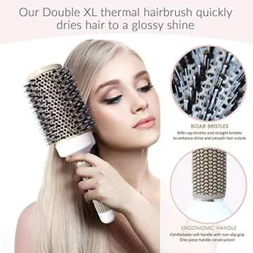 Mr Big Hair Brush, Extra Long and Wide Round Hair Brush for Blow Drying, 6 inch, Boar Bristles, Ionic Thermal Barrel, Adds Volume and Eliminates Frizz, Unique 3.75 inch Wide, Salon Quality