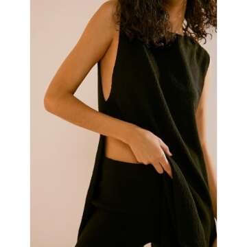 Hixiaohe Womens Pajamas Knit 2 Piece Sets for Women Sweater Outfits Beach Vacation Lounge Set Pullover Tops Shorts Tracksuit(Black,S)