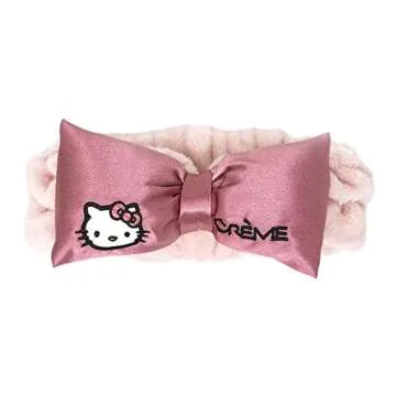 The Crème Shop x Sanrio Hello Kitty Pink Satin Plush Spa Headband Cruelty-Free Vegan Elegant Functi...