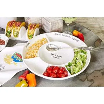 Mud Pie, White Taco Bar Condiment Serving Platter