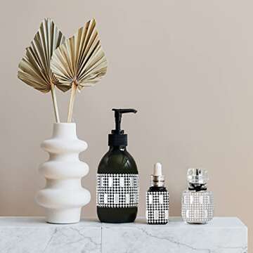 4 Rolls 8 Yards Bling Crystal Rhinestone Ribbon Silver Bling Rhinestone Diamond Flower Shape Mesh Ribbon Lace Decor for Crafts DIY Wedding Birthday Party Decorations Phone Car Supplies