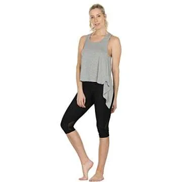 icyzone Tie Back Yoga Tops for Women, Lightweight Workout Athletic Tanks, Pack of 2 (Black/Grey, M)