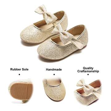 Felix & Flora Girls Mary Jane Flat Dress Shoe for Toddler Little Kid Party School (6 Toddler,Gold)