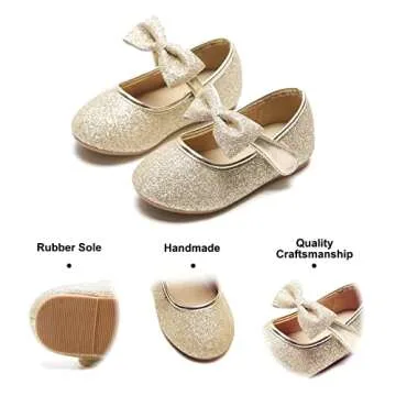 Felix & Flora Girls Mary Jane Flat Dress Shoe for Toddler Little Kid Party School (6 Toddler,Gold)