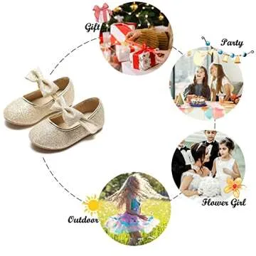 Felix & Flora Girls Mary Jane Flat Dress Shoe for Toddler Little Kid Party School (6 Toddler,Gold)