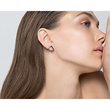 Emmanuela Minimalist Triangle Stud Earrings Handmade of 24K Gold plated Sterling Silver V Shaped Dainty Earring Studs Everyday Huggies Hypoallergenic Jewelry Unusual Gift for Her