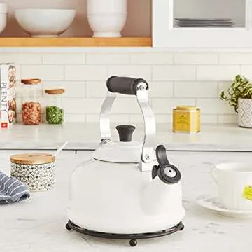 Le Creuset Enamel On Steel Whistling Tea Kettle, 1.7 qt., White