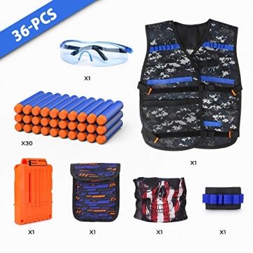 Kids Tactical Vest Kit for Nerf Guns with Refill Darts