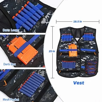 Kids Tactical Vest Kit for Nerf Guns with Refill Darts