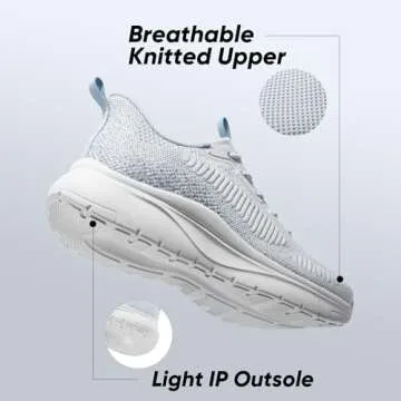 ALLSWIFIT Women's Slip on Walking Shoes Tennis Lightweight Gym Sneakers ActiveFlow Workout Breathable Hands-Free Cross Trainer Comfortable Fashion Sneakers,Size 10,Light Blue,SARR029W