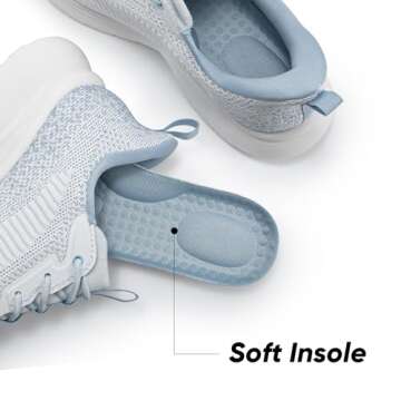 ALLSWIFIT Women's Slip on Walking Shoes Tennis Lightweight Gym Sneakers ActiveFlow Workout Breathable Hands-Free Cross Trainer Comfortable Fashion Sneakers,Size 10,Light Blue,SARR029W