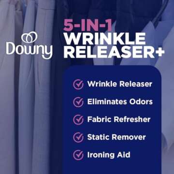 Downy Wrinkle Release Spray Travel Size, All In One Formula, Removes Wrinkles, Static and Odor Eliminator, Light Fresh Scent, 3 Fl Oz, Pack of 12