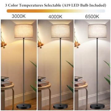 TOBUSA Modern Tall Floor Lamp with Dimmable LED Bulb