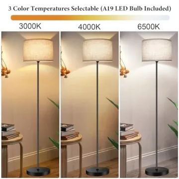 TOBUSA Modern Tall Floor Lamp with Dimmable LED Bulb