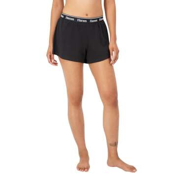 Hanes Originals Sleep, Comfywear Lounge, Pajama Shorts for Women, 2-Pack, Heather Grey Marle/Black, X-Small