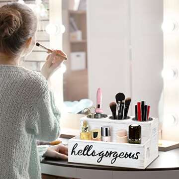 Rustic White Hair Dryer Holder, Curling Iron Holder Hair Tool Organizer, Hair Product Organizer, Hai...