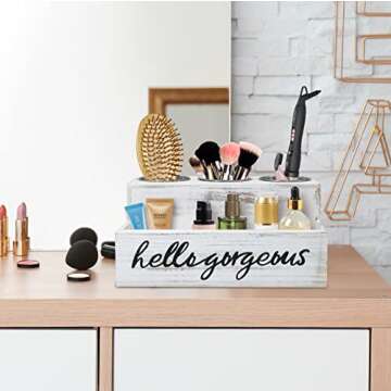 Rustic Hair Dryer Holder for Organized Beauty Storage