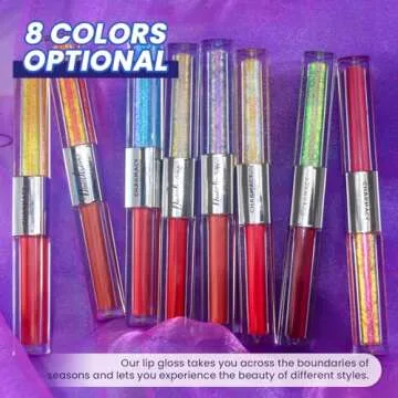 CHARMACY Multichrome Double Head Non-Stick Lip Gloss, Metallic Colourful Lip Glaze, Anti-transfer, Long Lasting Waterproof Liquid Lipstick Makeup (#07)