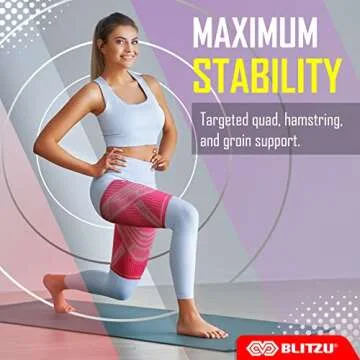 BLITZU Hamstring Compression Sleeve, Thigh Compression Sleeve for Women and Men, Upper Leg Brace for...