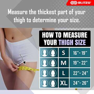 BLITZU Hamstring Compression Sleeve, Thigh Compression Sleeve for Women and Men, Upper Leg Brace for Groin, Sciatica & Quad Tendonitis, Wrap Support for Recovery, Running, Sports and Workout White L