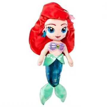 Disney Store Official Princess Plush Doll (Ariel from The Little Mermaid) Medium 14 Inches, Princess Dolls with Embroidered Features, Plush Toys, Princess Toys for Girls