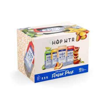 HOP WTR Sparkling Hop Water, Variety Pack 12 Pack, Sugar Free, Low Carb Non Alcoholic Drinks, NA Bee...