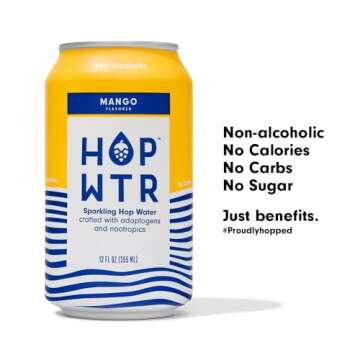 HOP WTR Sparkling Hop Water, Variety Pack 12 Pack, Sugar Free, Low Carb Non Alcoholic Drinks, NA Beer, Adaptogen Drink, No Calories, Adaptogens & Nootropics for Added Benefits, 12 oz Cans